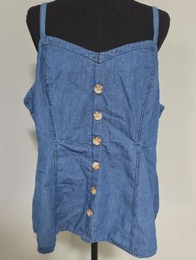 torrid Blue Denim Button-Front Tank Top